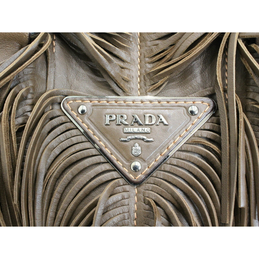 PRADA Fringe Bag Brown Leather Handbag Mothers - Picture 7 of 7